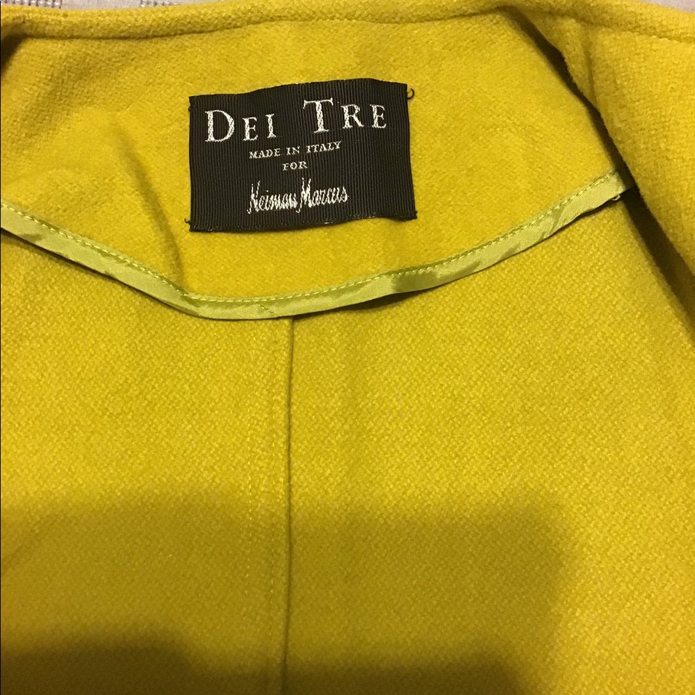 Dei Tre Pea Coat Jacket Sz S Chartreuse View 3